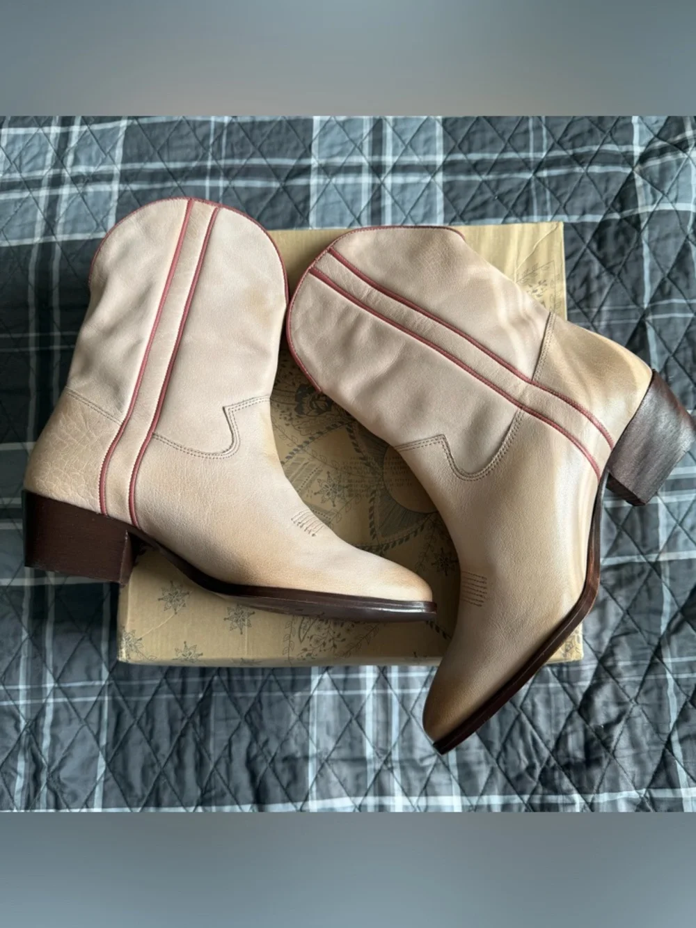 Free People Borderline Western Leather Boots Pink/Rose NIB 8.5 (38.5) ret $178 - Picture 6 of 10